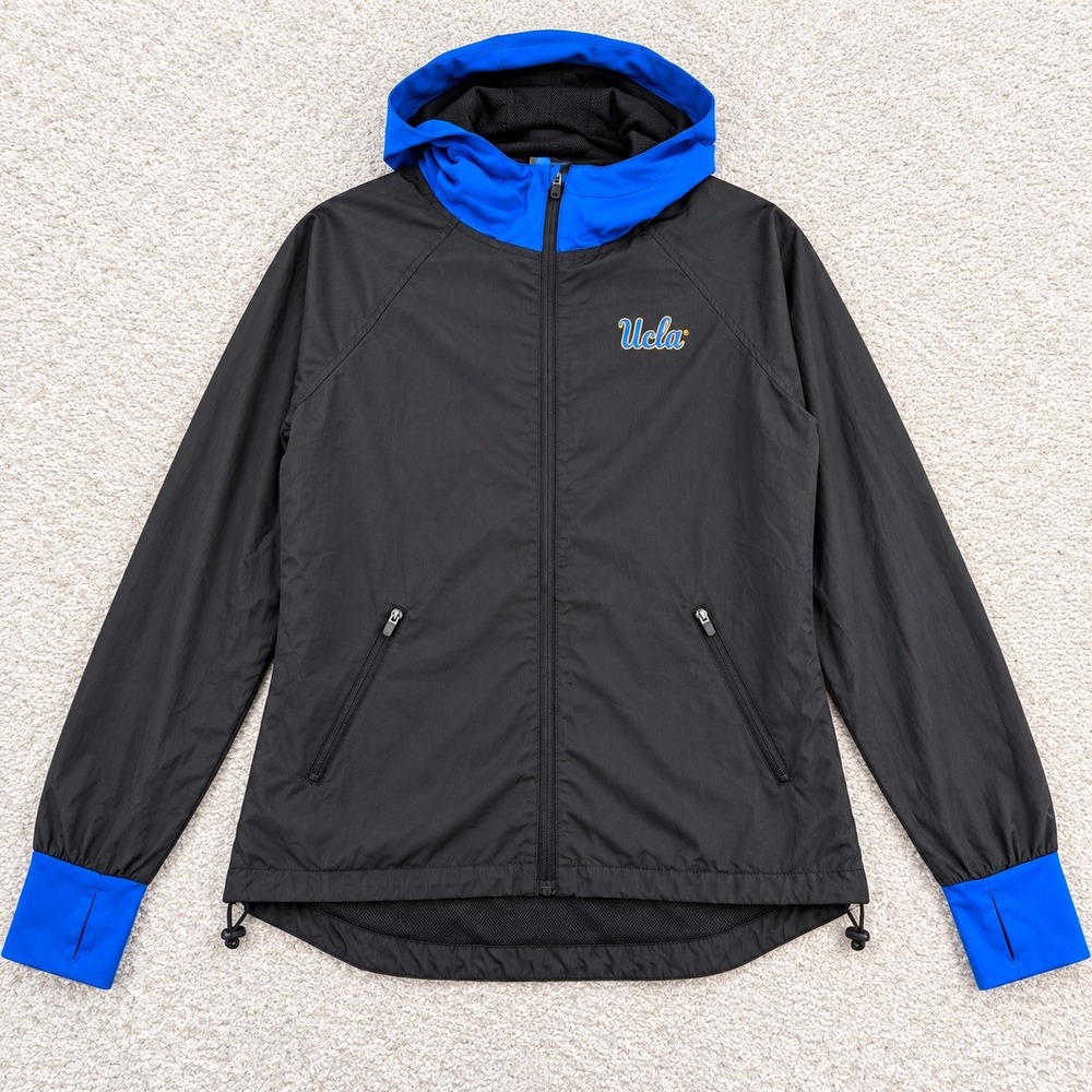 Colosseum UCLA Bruins Windbreaker Jacket Nylon Mesh Lined Medium Black Blue